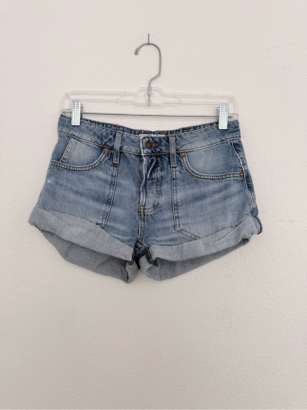 We the Free Low-Rise Rolled Hem Denim Shorts